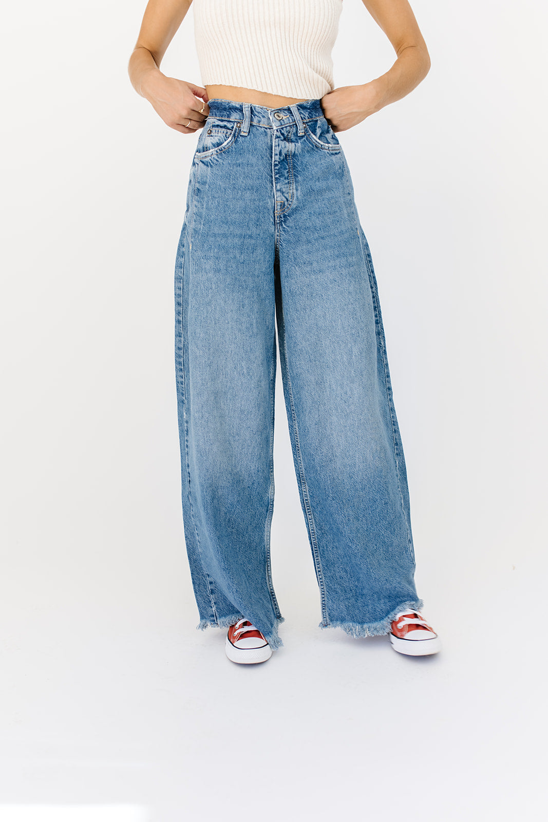 Old West slouchy jeans i canyonblå // free people