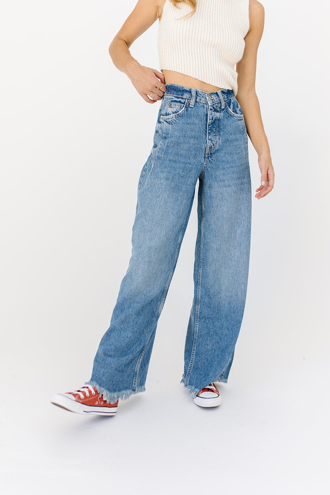 Old West slouchy jeans i canyonblå // free people