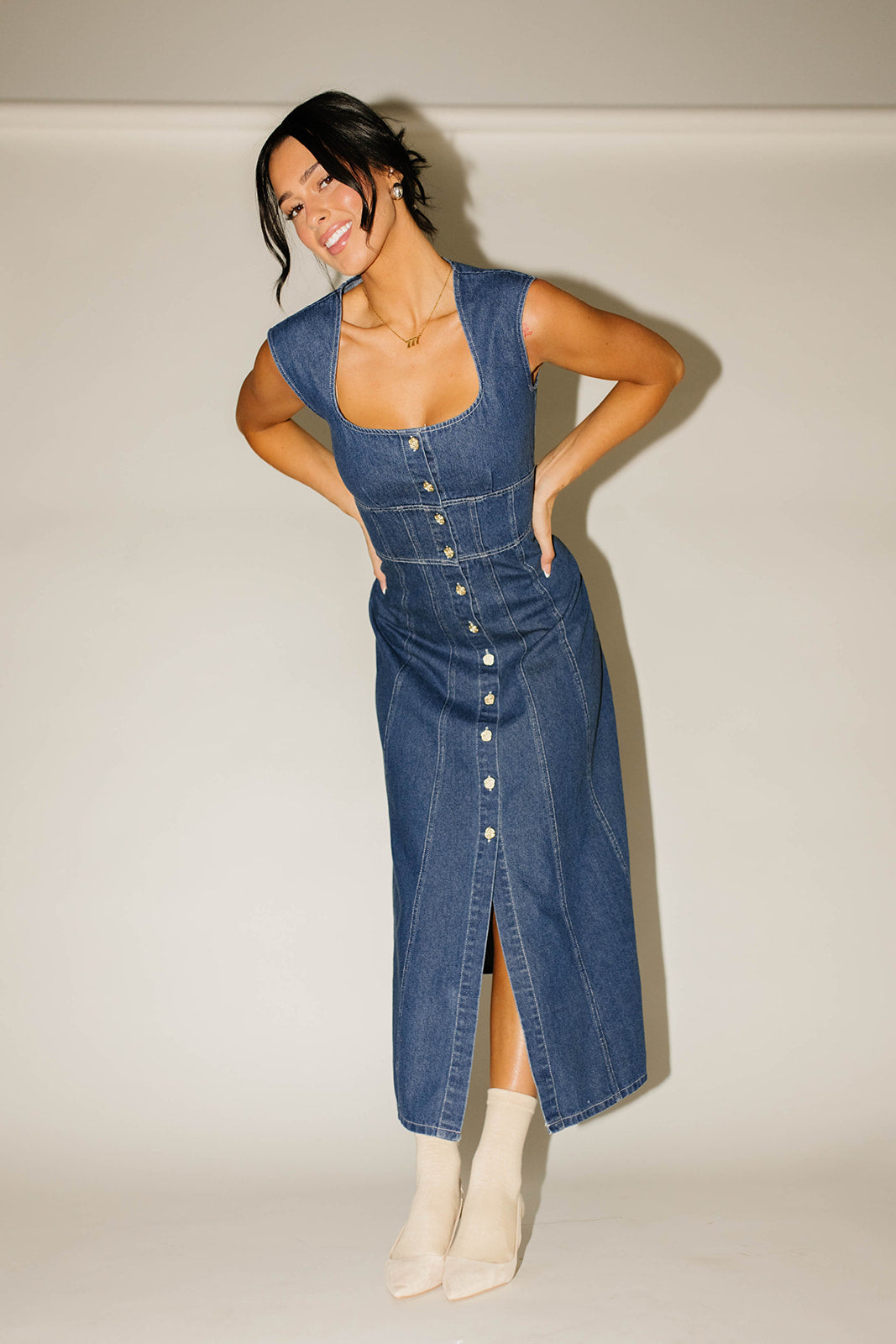 molly button-klänning // denim *exklusivt från zoco*