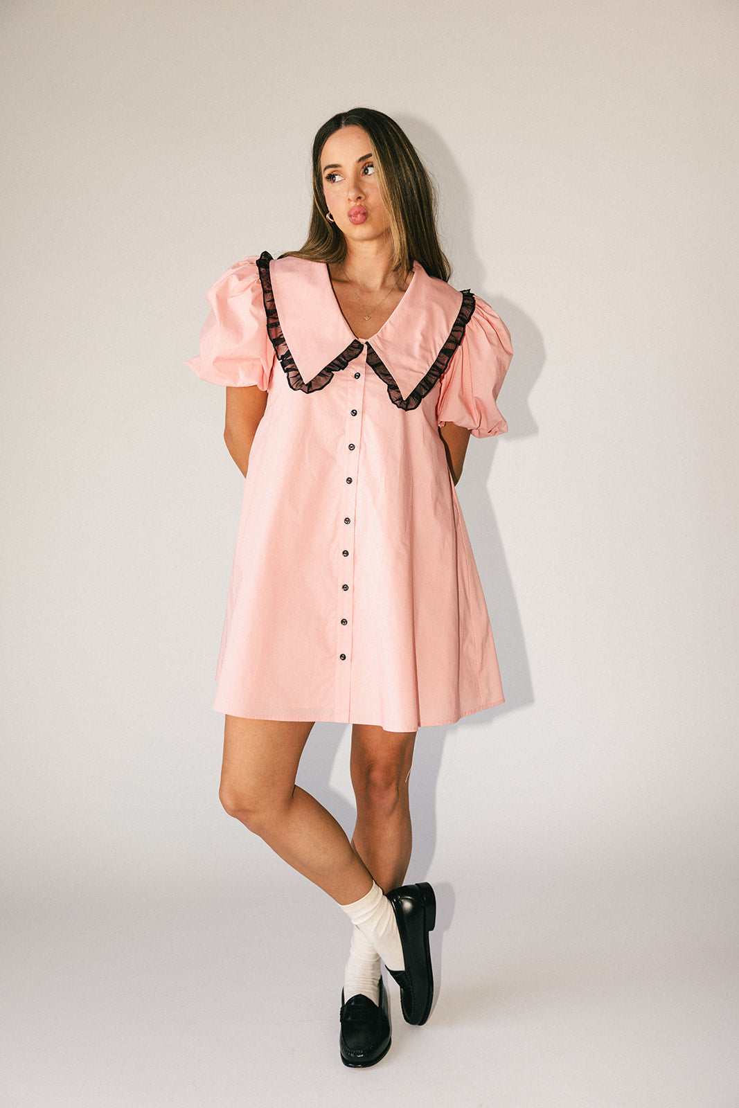 klänning med vallmokrage // rosa *exklusivt från Zoco*