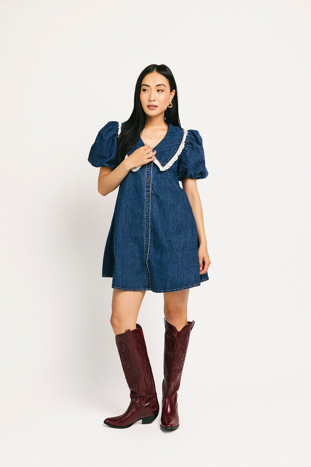 klänning med vallmokrage // denim älskling *exklusivt från Zoco*