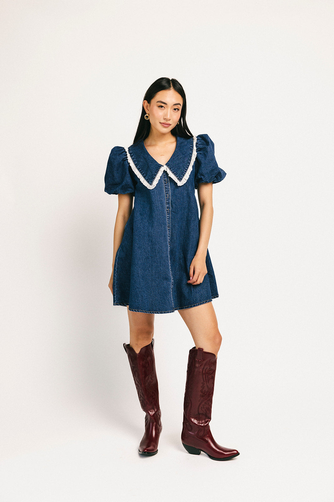 klänning med vallmokrage // denim älskling *exklusivt från Zoco*