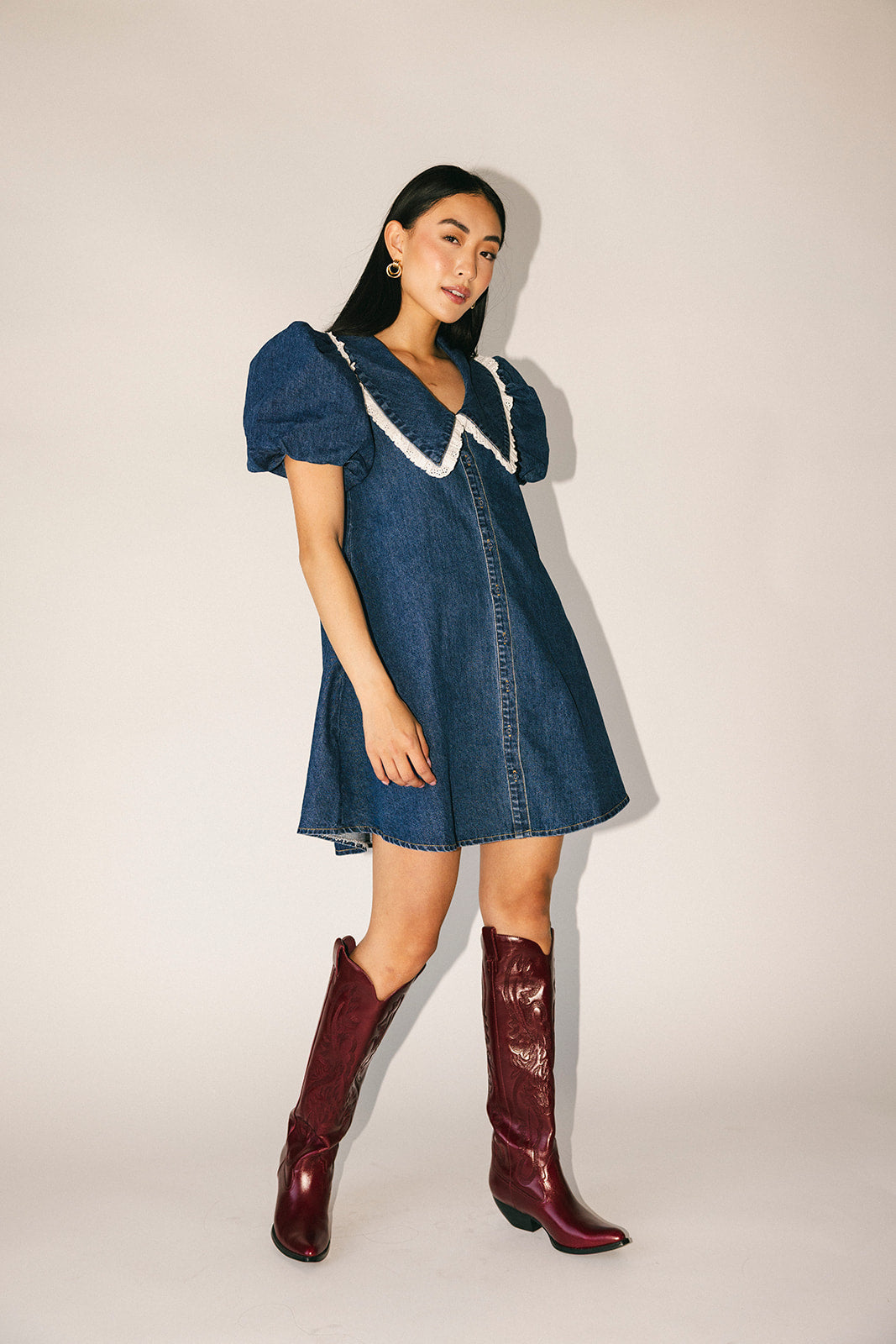 klänning med vallmokrage // denim älskling *exklusivt från Zoco*
