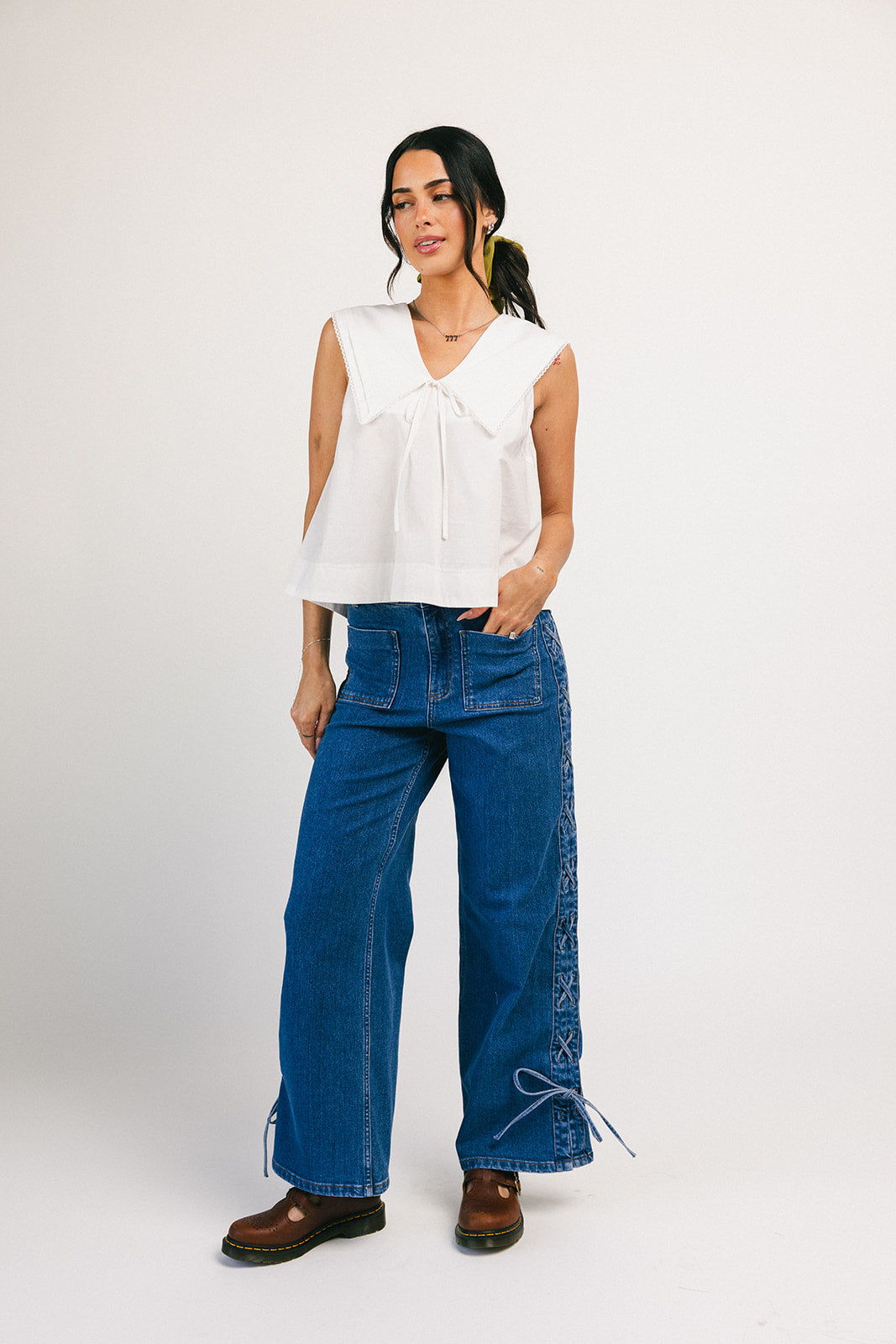 Theresa slips denim