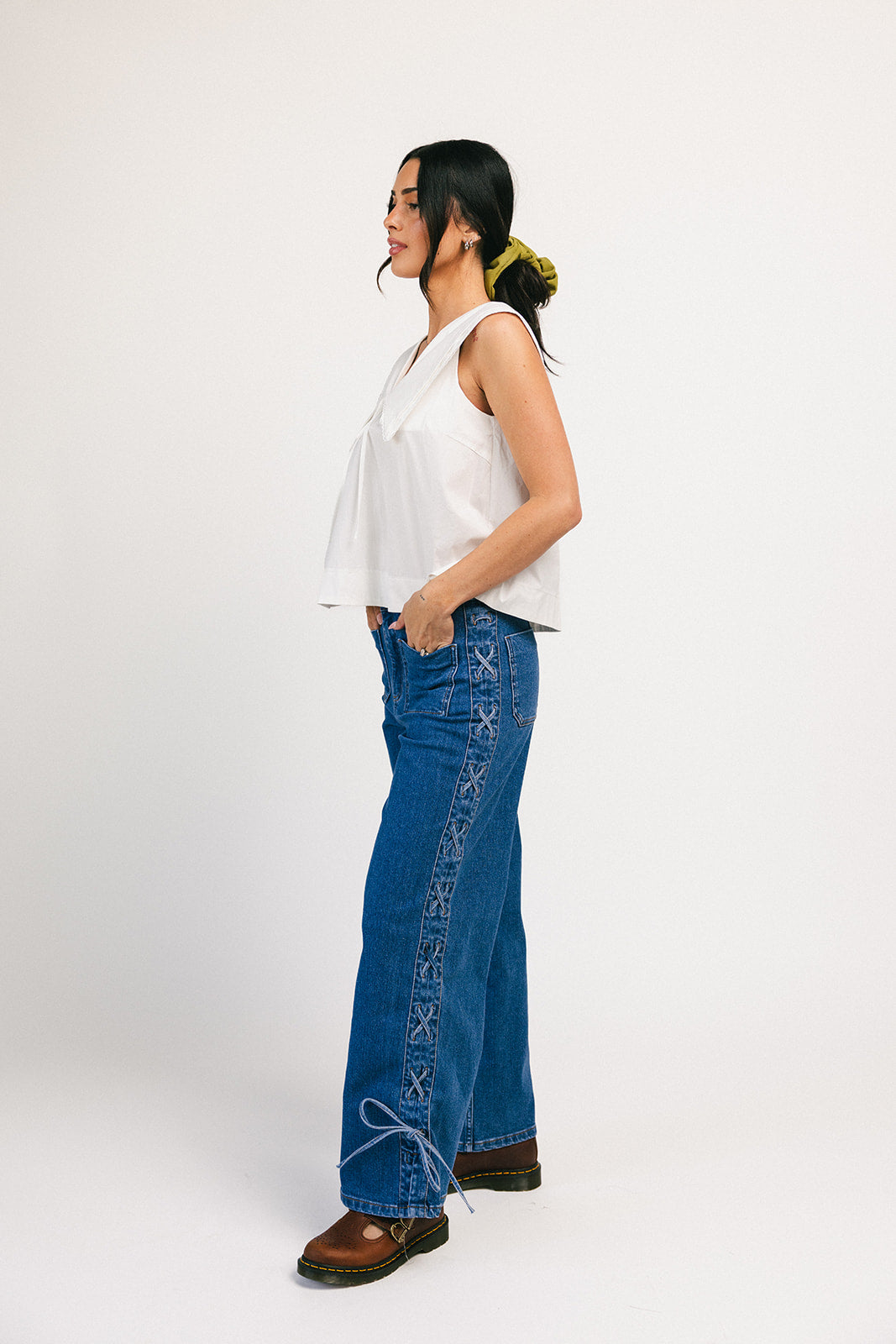 Theresa slips denim