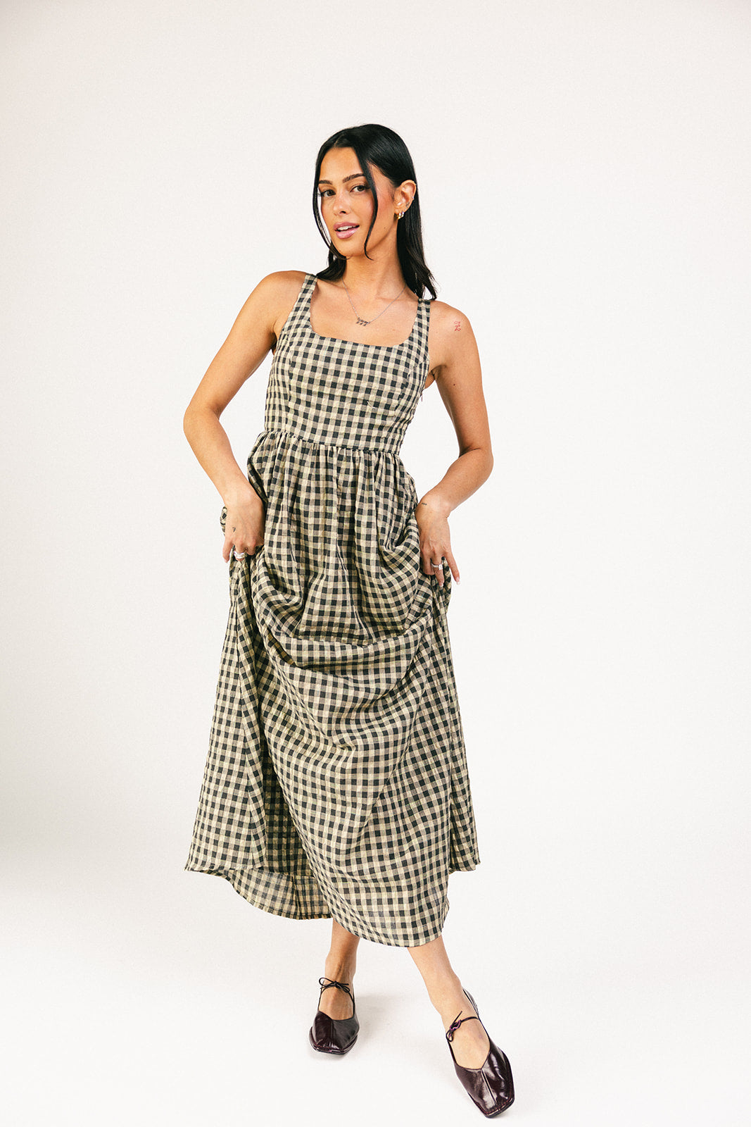 Frida gingham maxiklänning *påfylld*