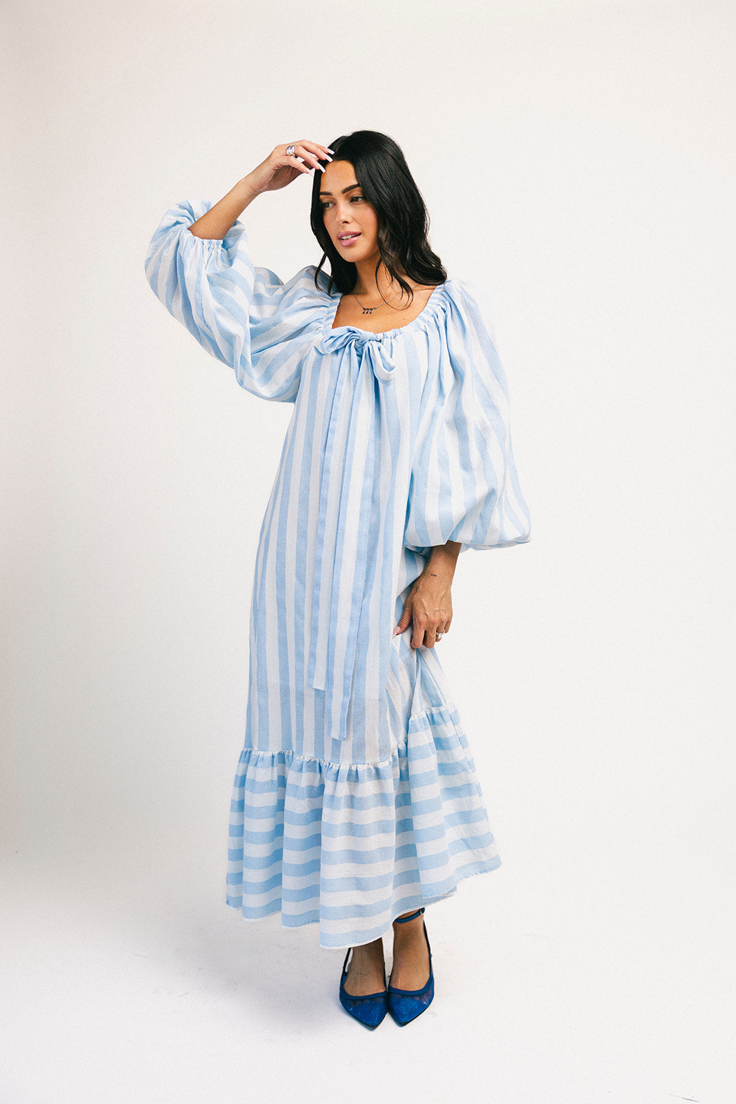 capri maxi dress // blue stripes *zoco exclusive*