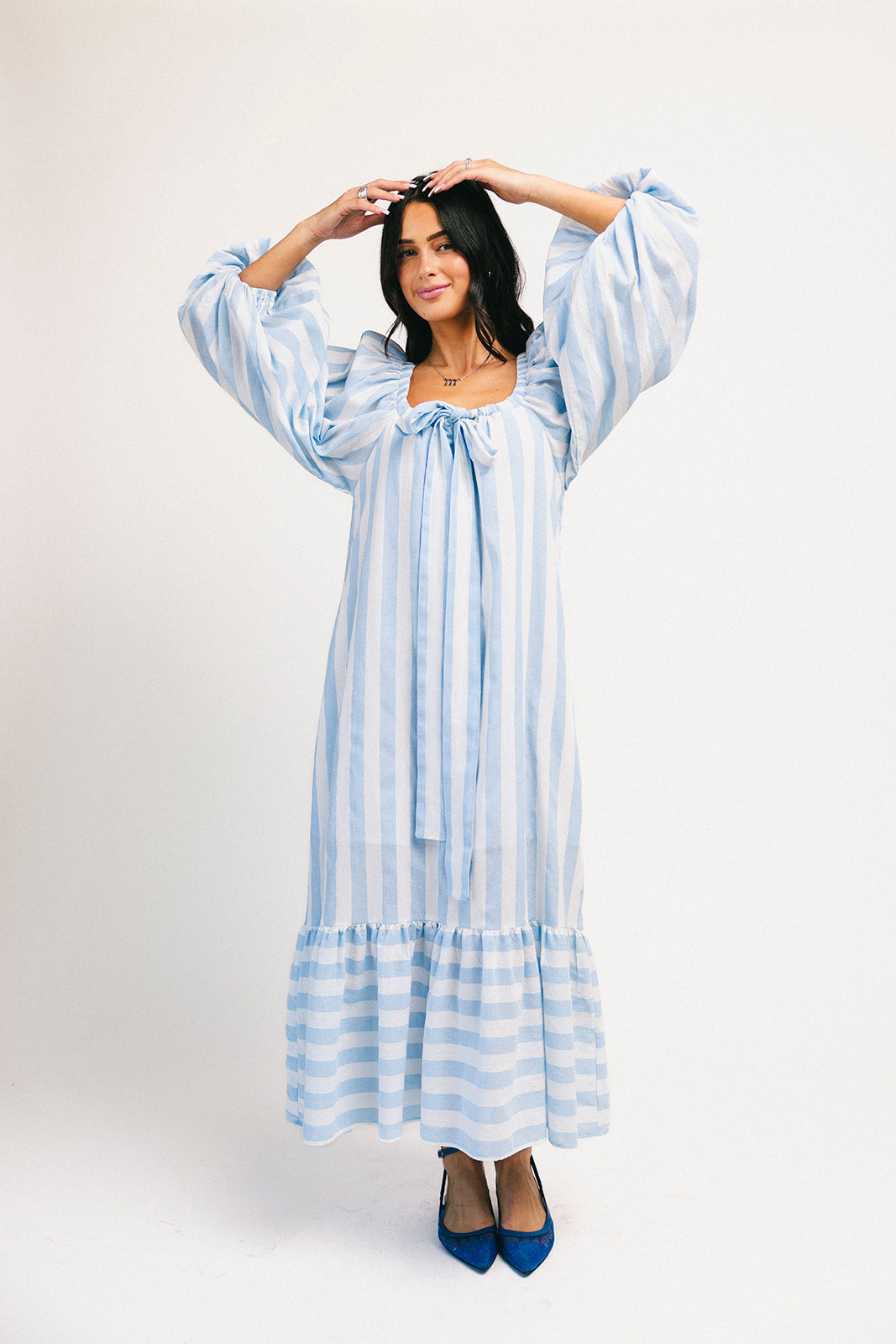 capri maxi dress // blue stripes *zoco exclusive*