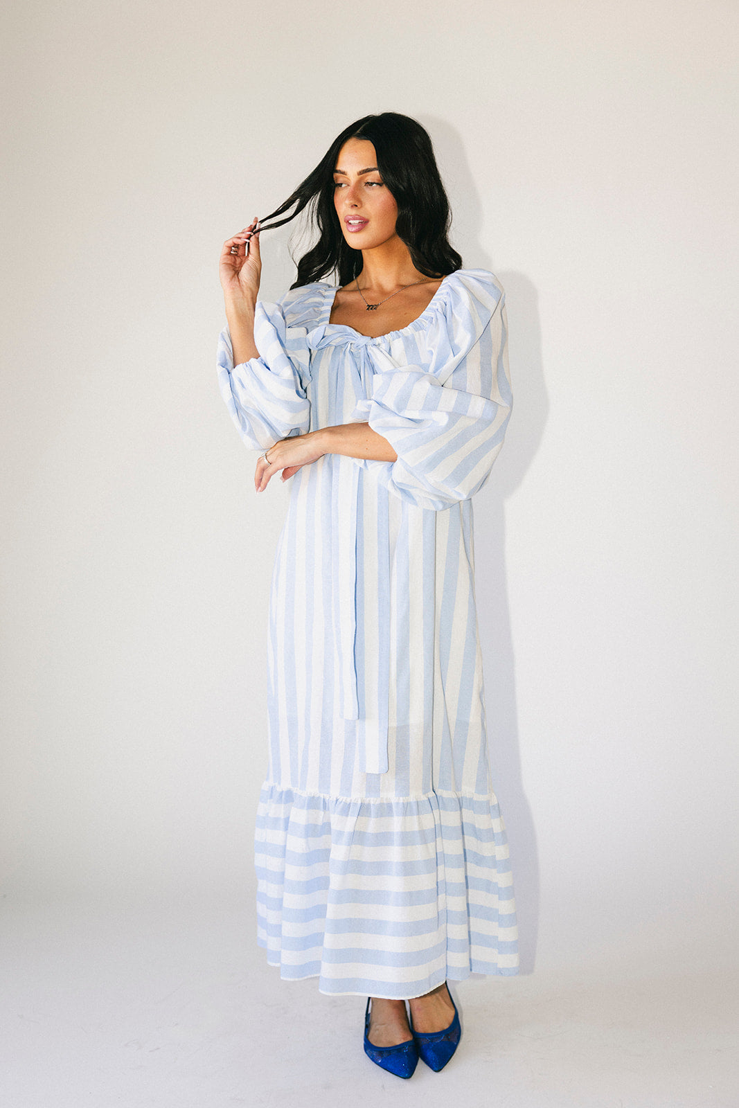 capri maxi dress // blue stripes *zoco exclusive*