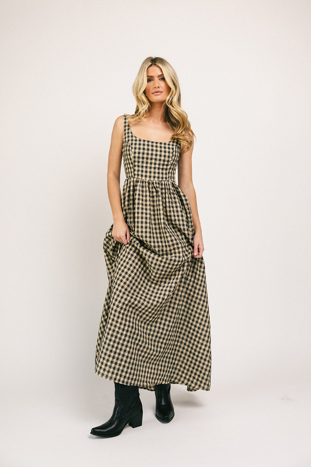 Frida gingham maxiklänning *påfylld*