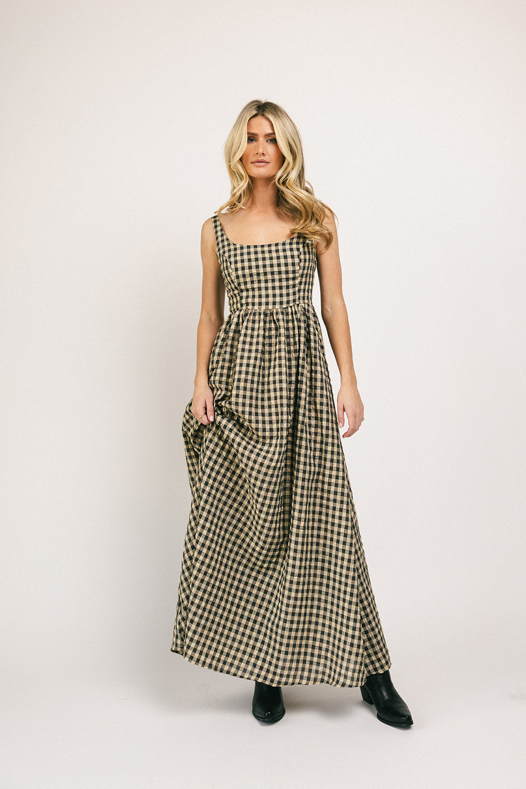 Frida gingham maxiklänning *påfylld*