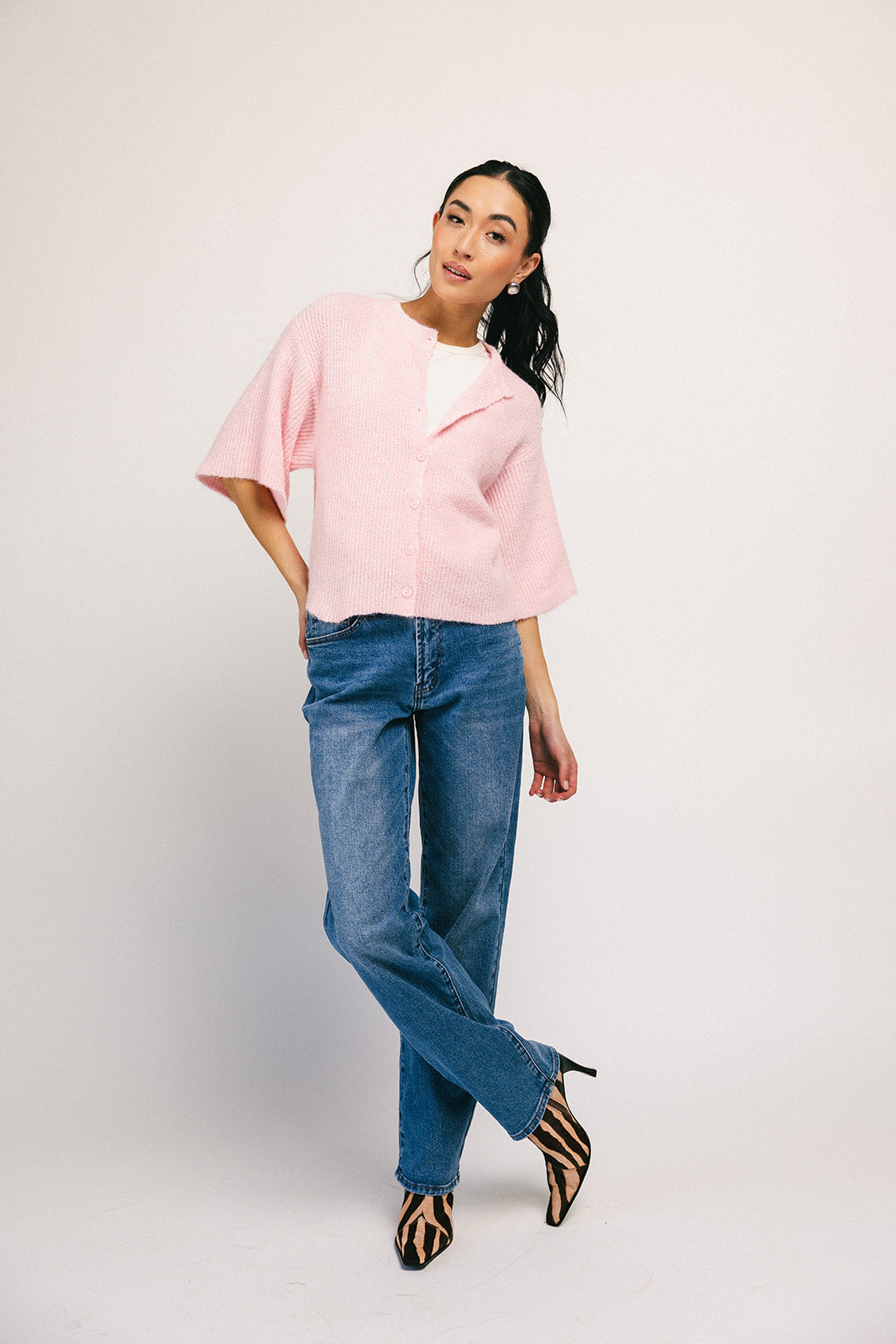 Sabrina stickad kofta // rosa *exklusivt från Zoco*