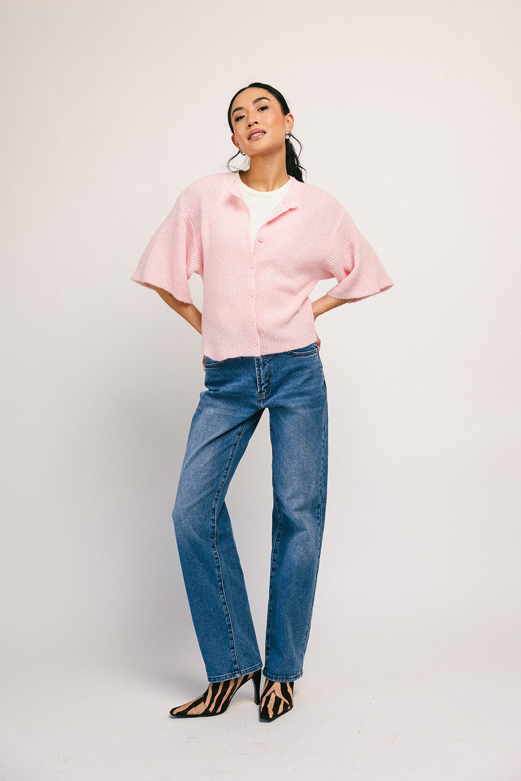 Sabrina stickad kofta // rosa *exklusivt från Zoco*