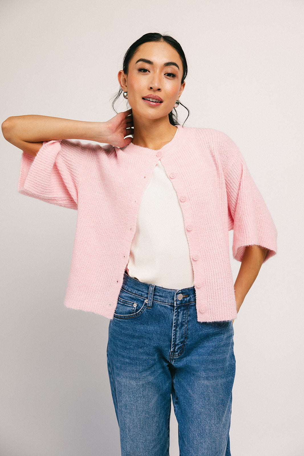 Sabrina stickad kofta // rosa *exklusivt från Zoco*