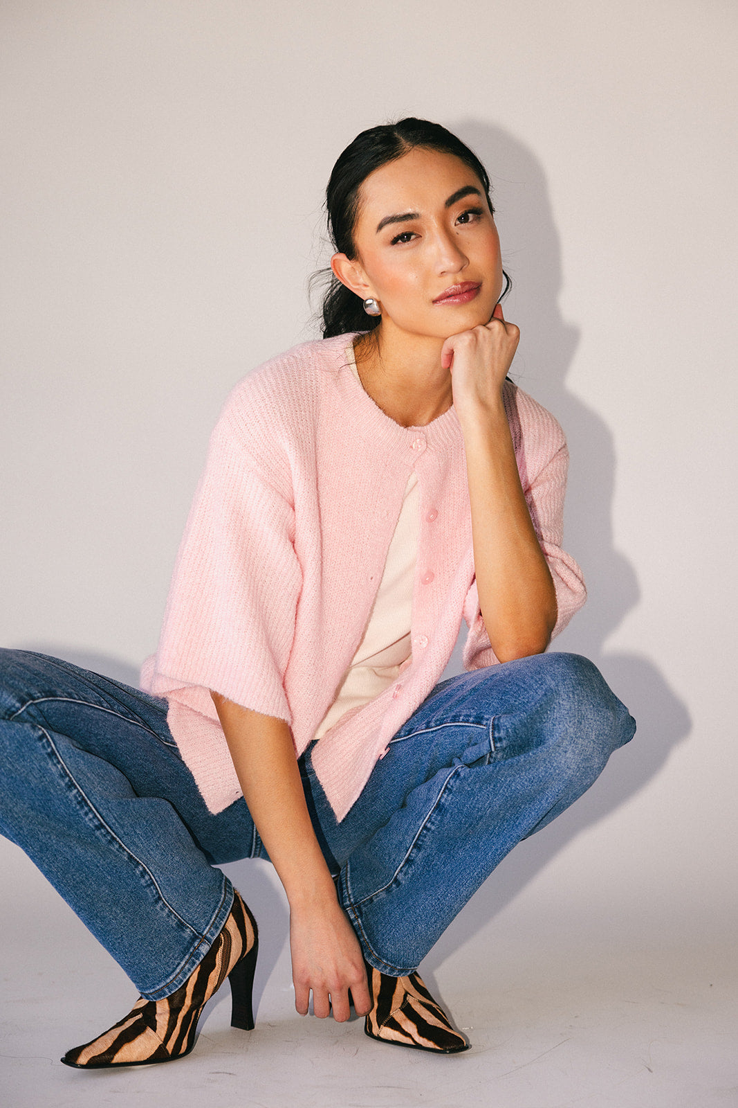Sabrina stickad kofta // rosa *exklusivt från Zoco*