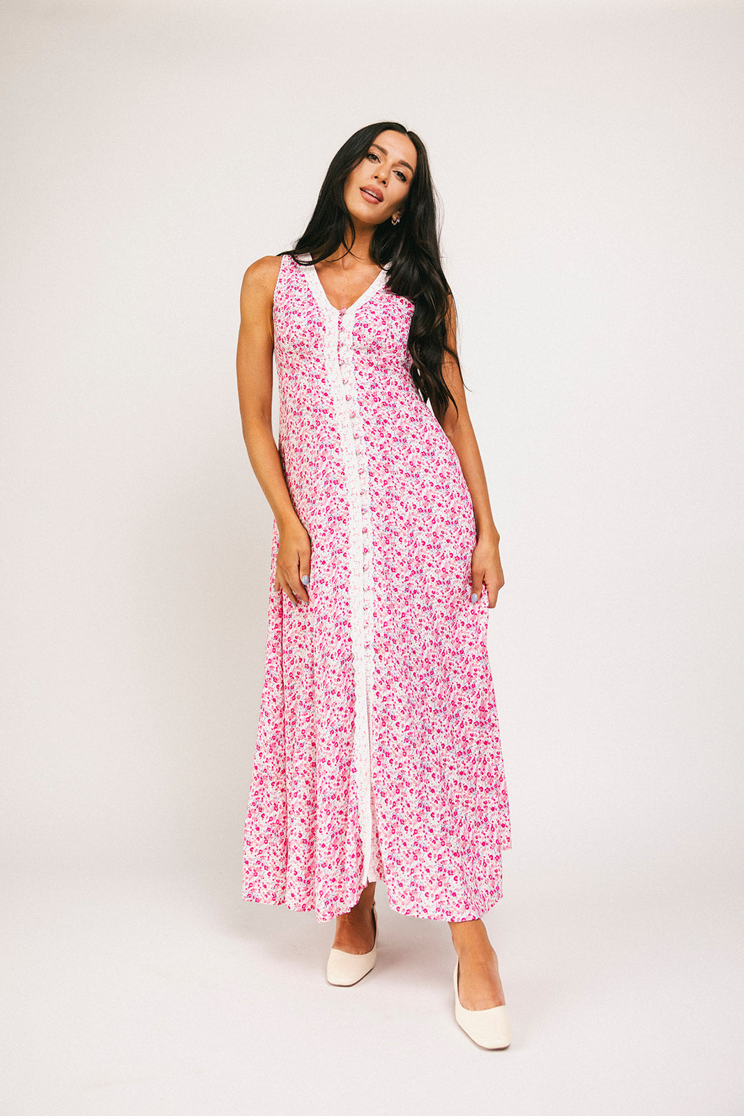 honungsblommig klänning // rosa *exklusivt från Zoco*