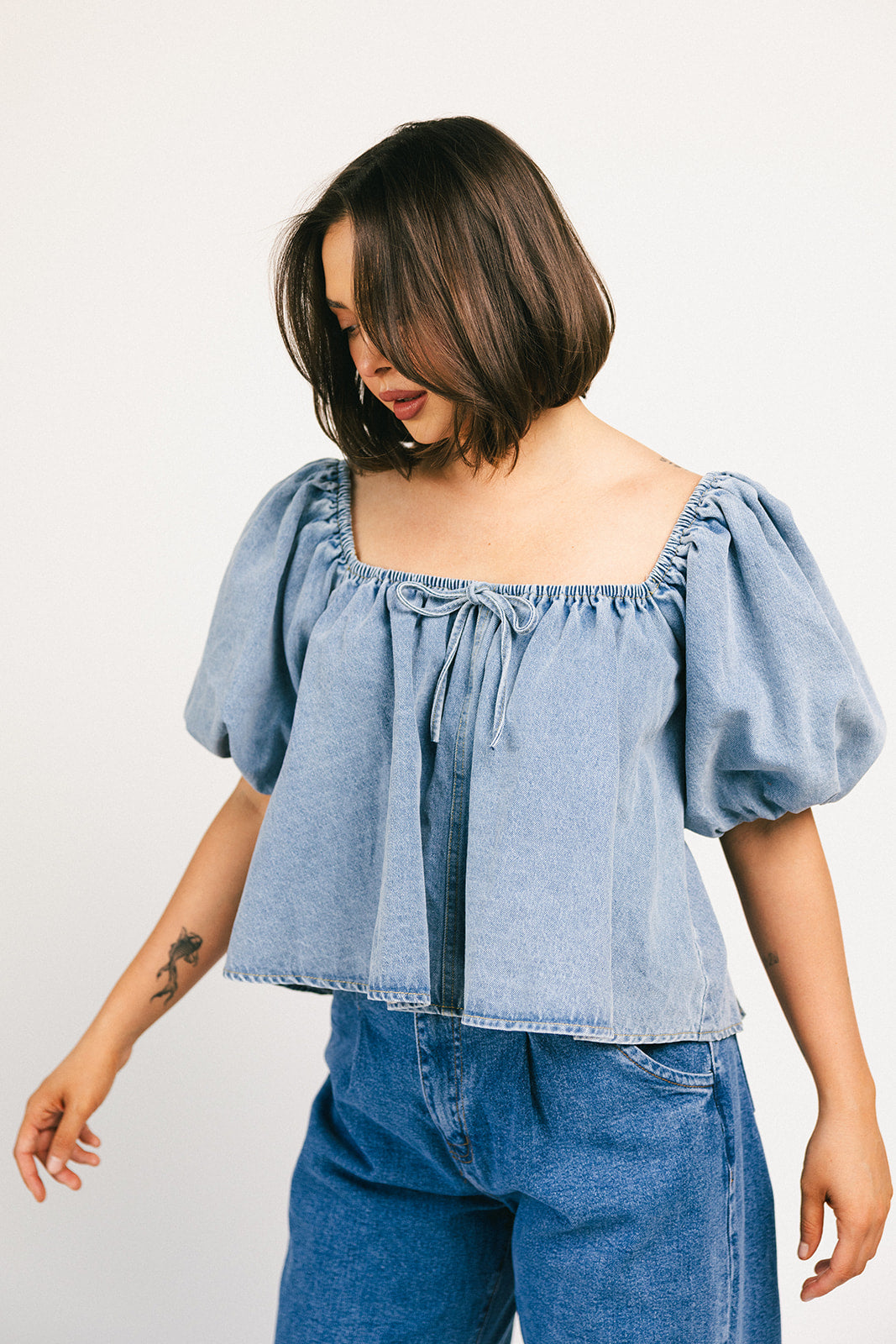 amelia puffärmad topp // denim *exklusivt från Zoco*