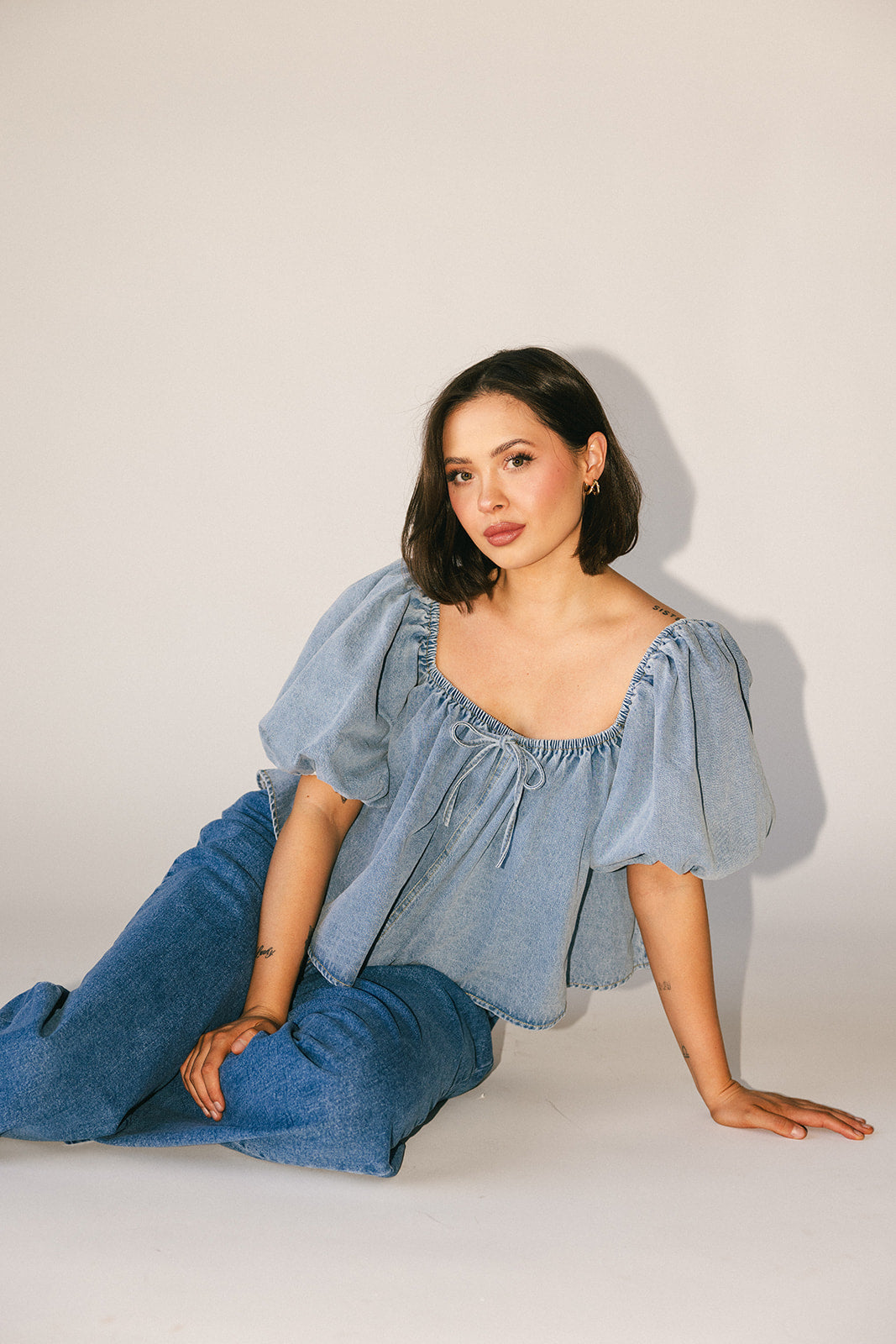 amelia puffärmad topp // denim *exklusivt från Zoco*