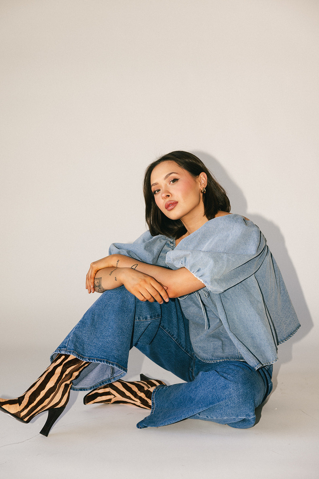 amelia puffärmad topp // denim *exklusivt från Zoco*