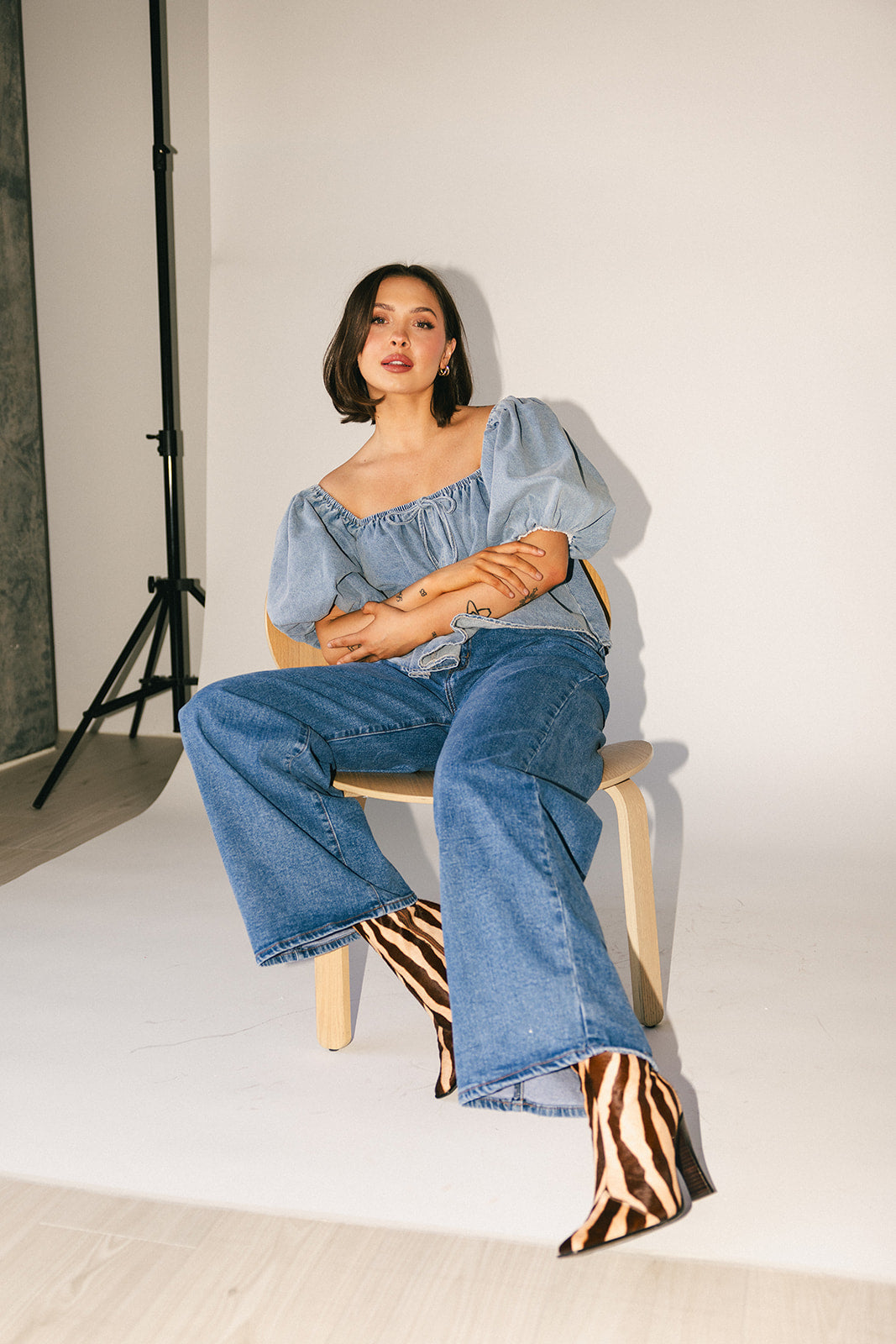 amelia puffärmad topp // denim *exklusivt från Zoco*