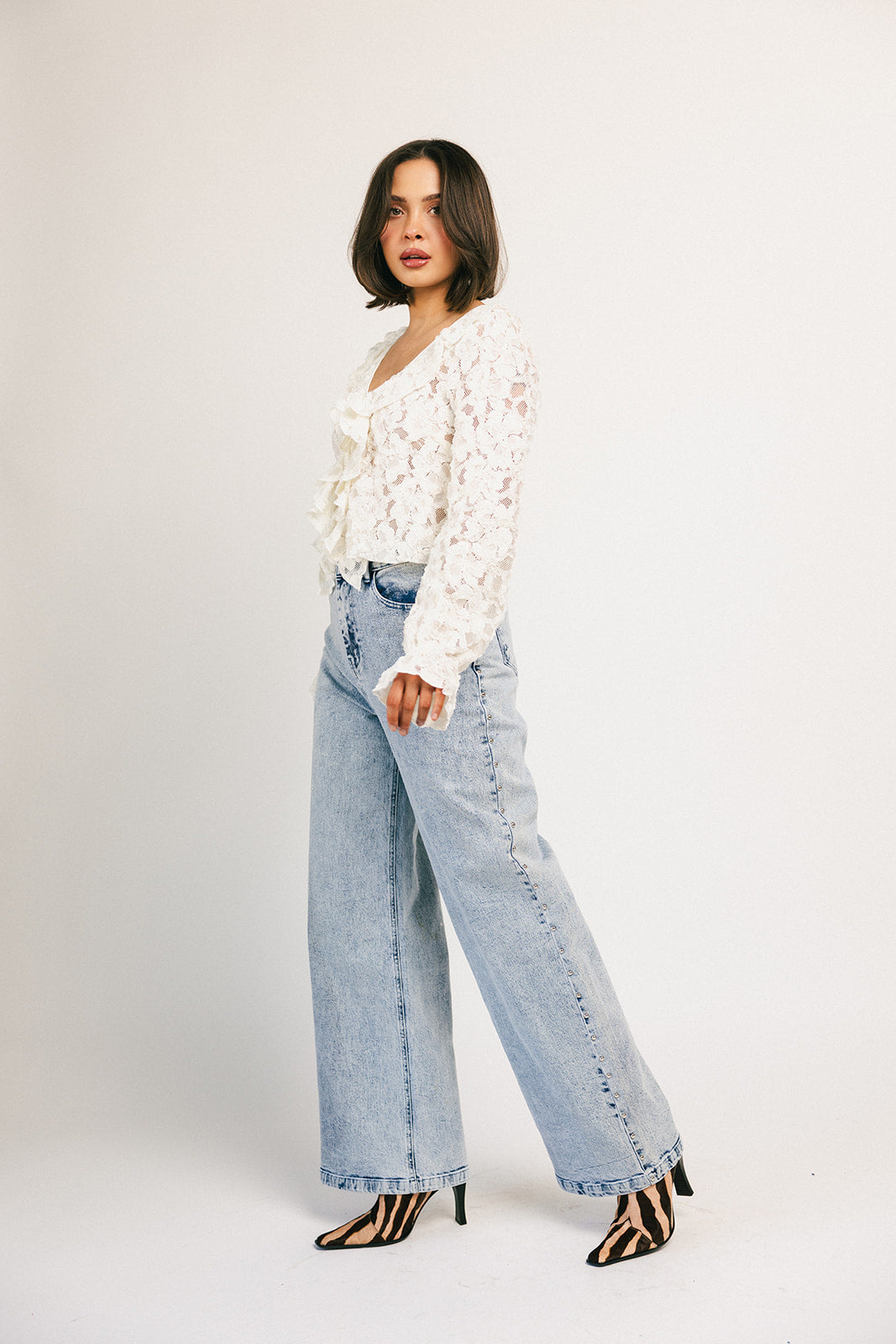stjärnprydd denim med vida ben