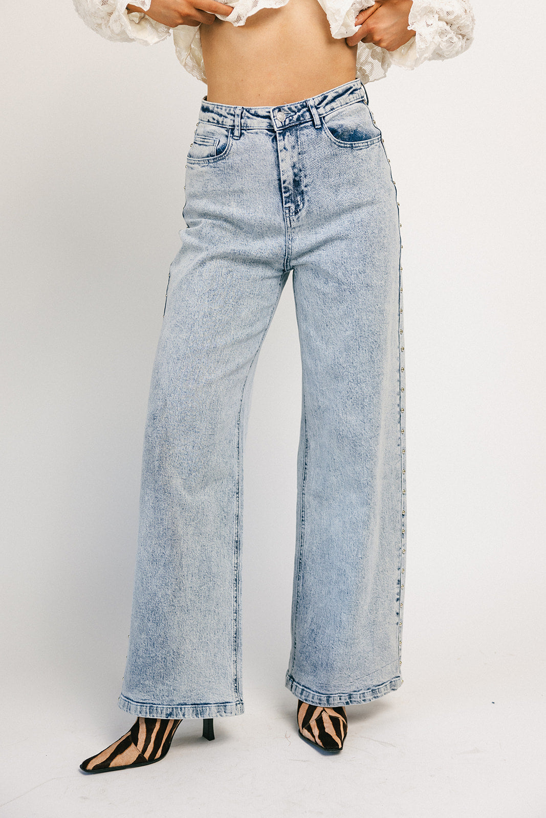stjärnprydd denim med vida ben