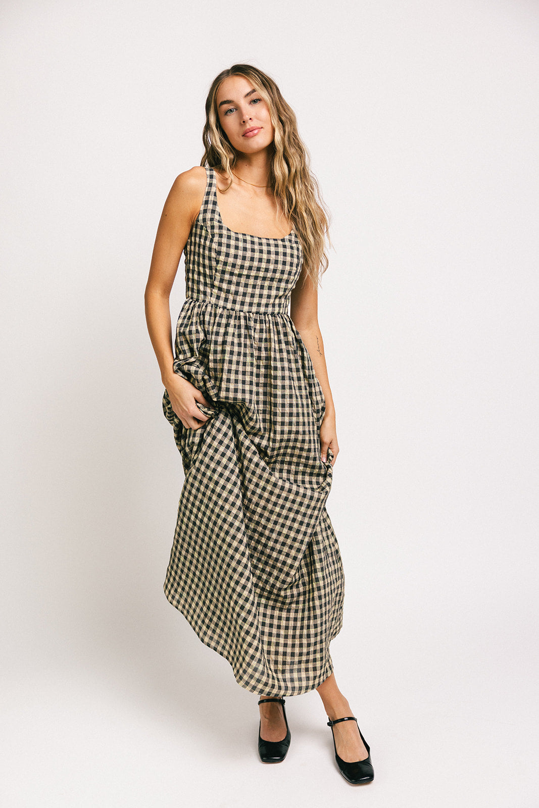 Frida gingham maxiklänning *påfylld*