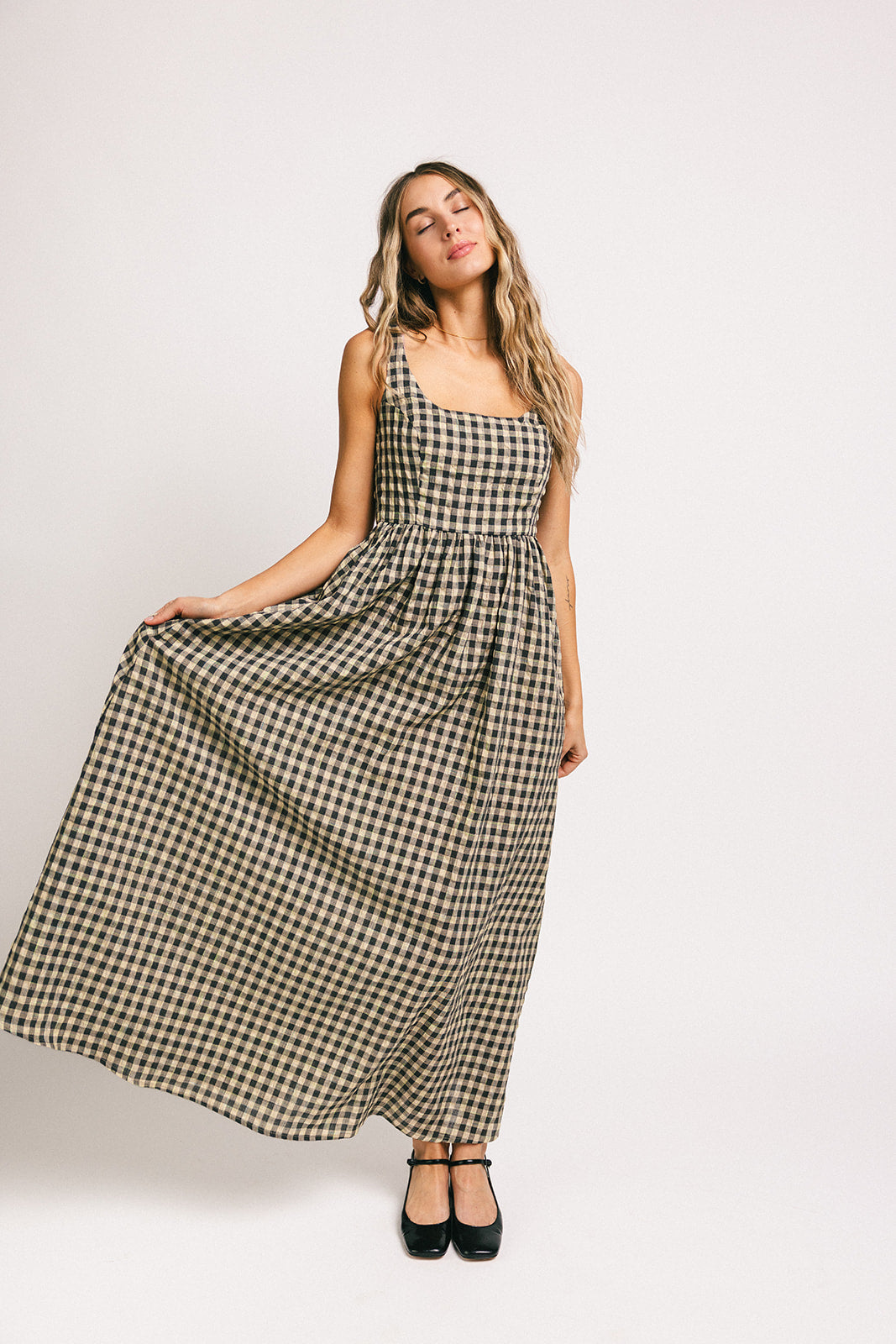 Frida gingham maxiklänning *påfylld*