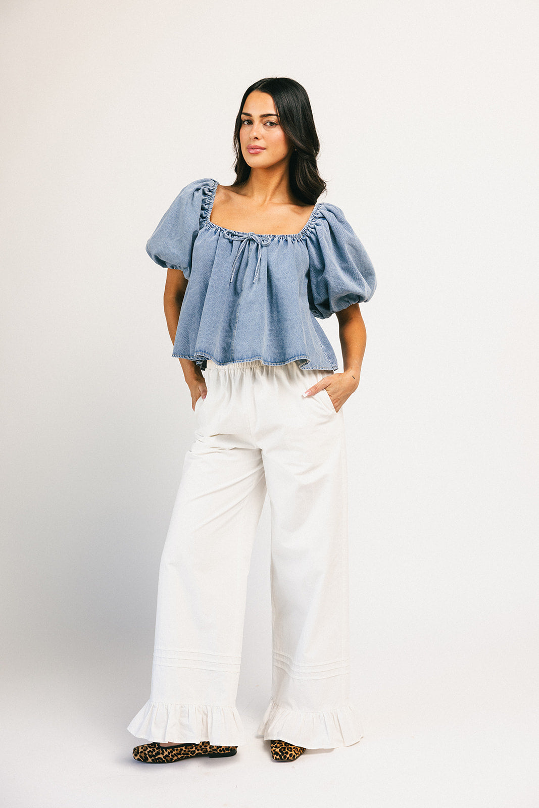 amelia puffärmad topp // denim *exklusivt från Zoco*