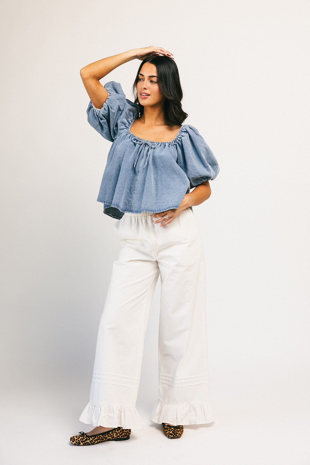 amelia puffärmad topp // denim *exklusivt från Zoco*