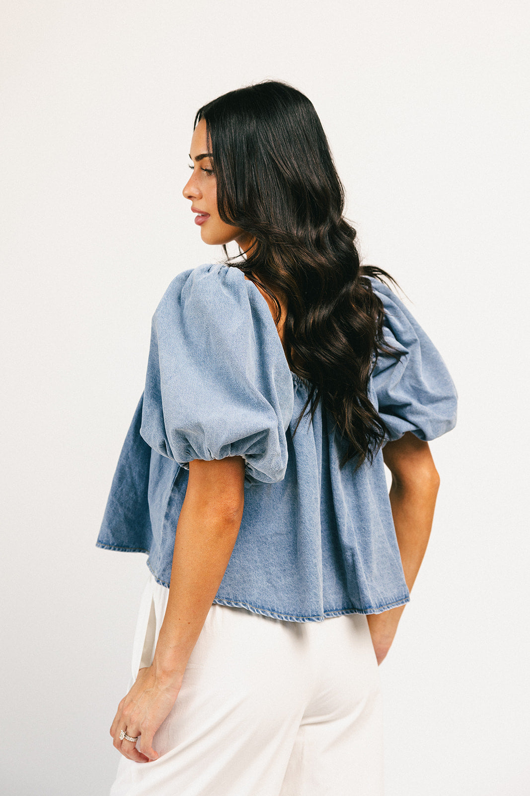 amelia puffärmad topp // denim *exklusivt från Zoco*