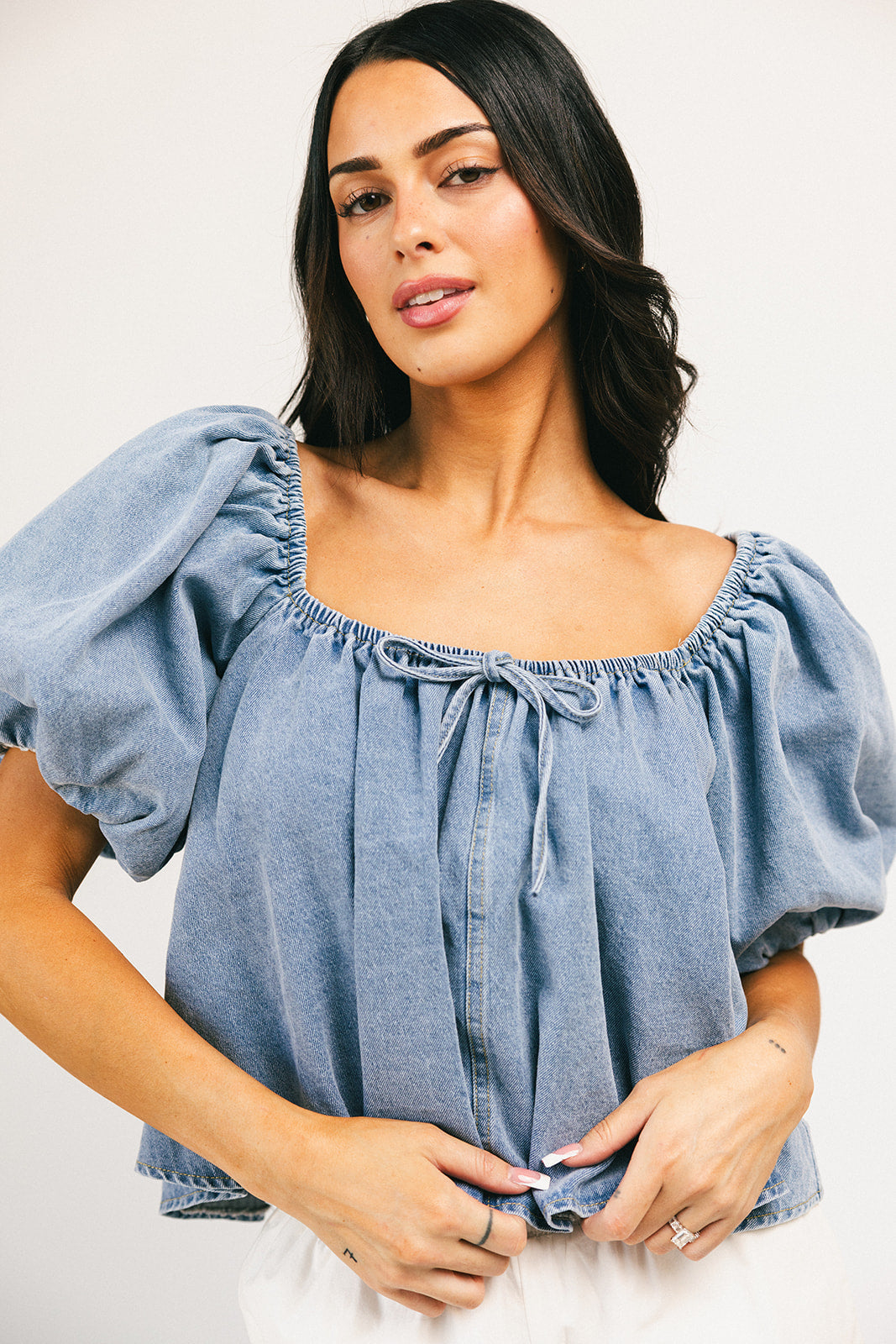 amelia puffärmad topp // denim *exklusivt från Zoco*