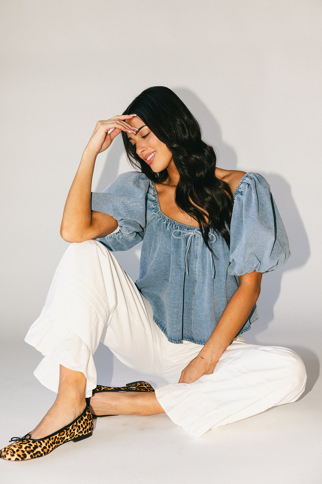 amelia puffärmad topp // denim *exklusivt från Zoco*