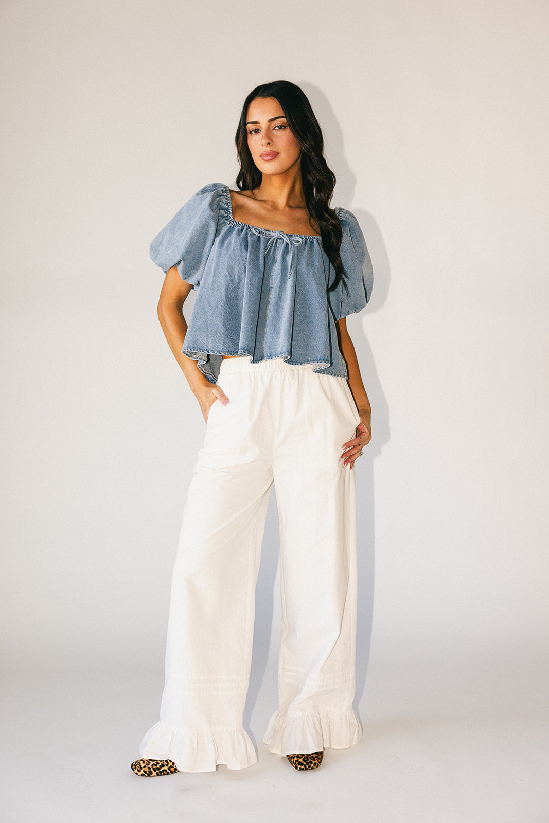 amelia puffärmad topp // denim *exklusivt från Zoco*