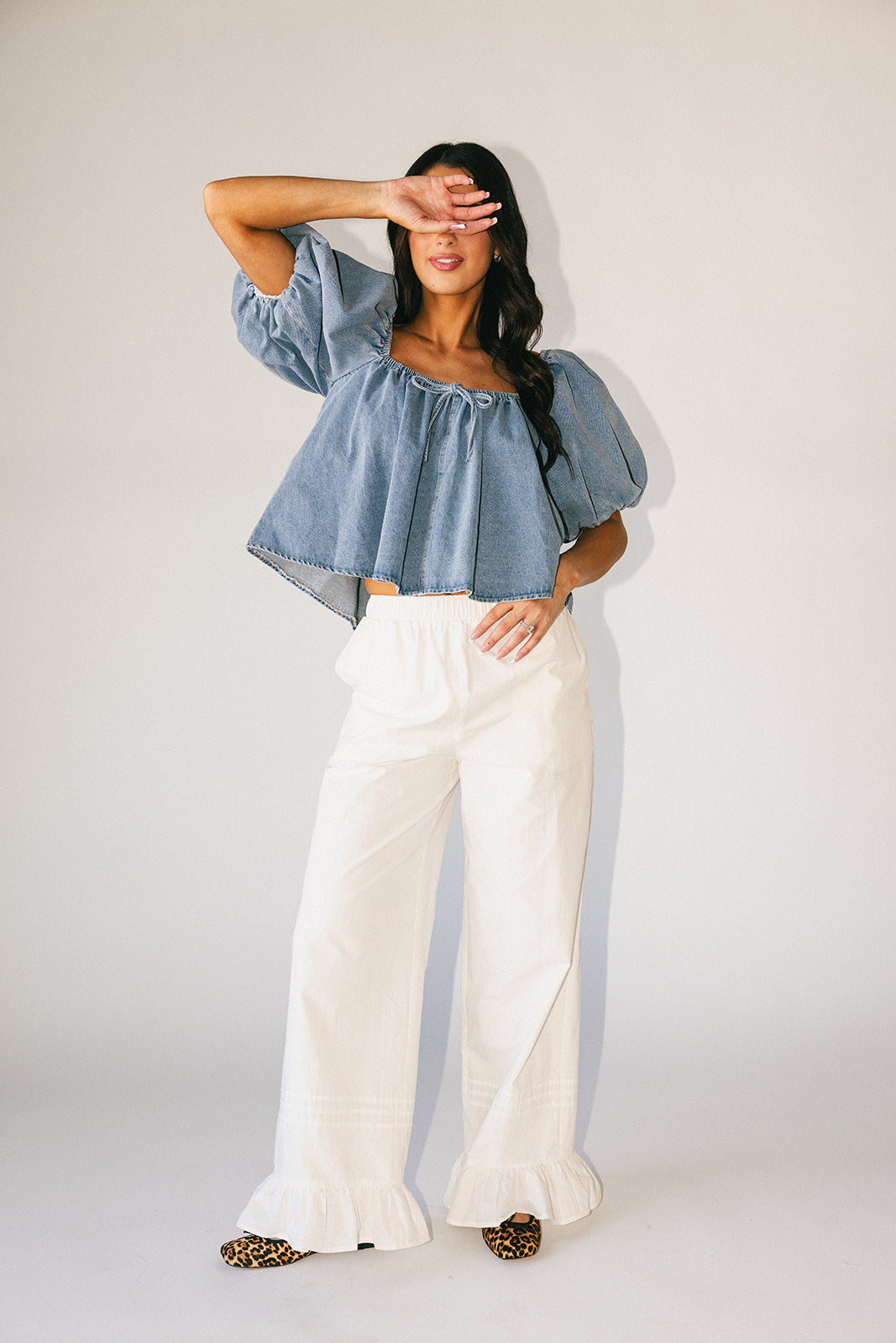 amelia puffärmad topp // denim *exklusivt från Zoco*