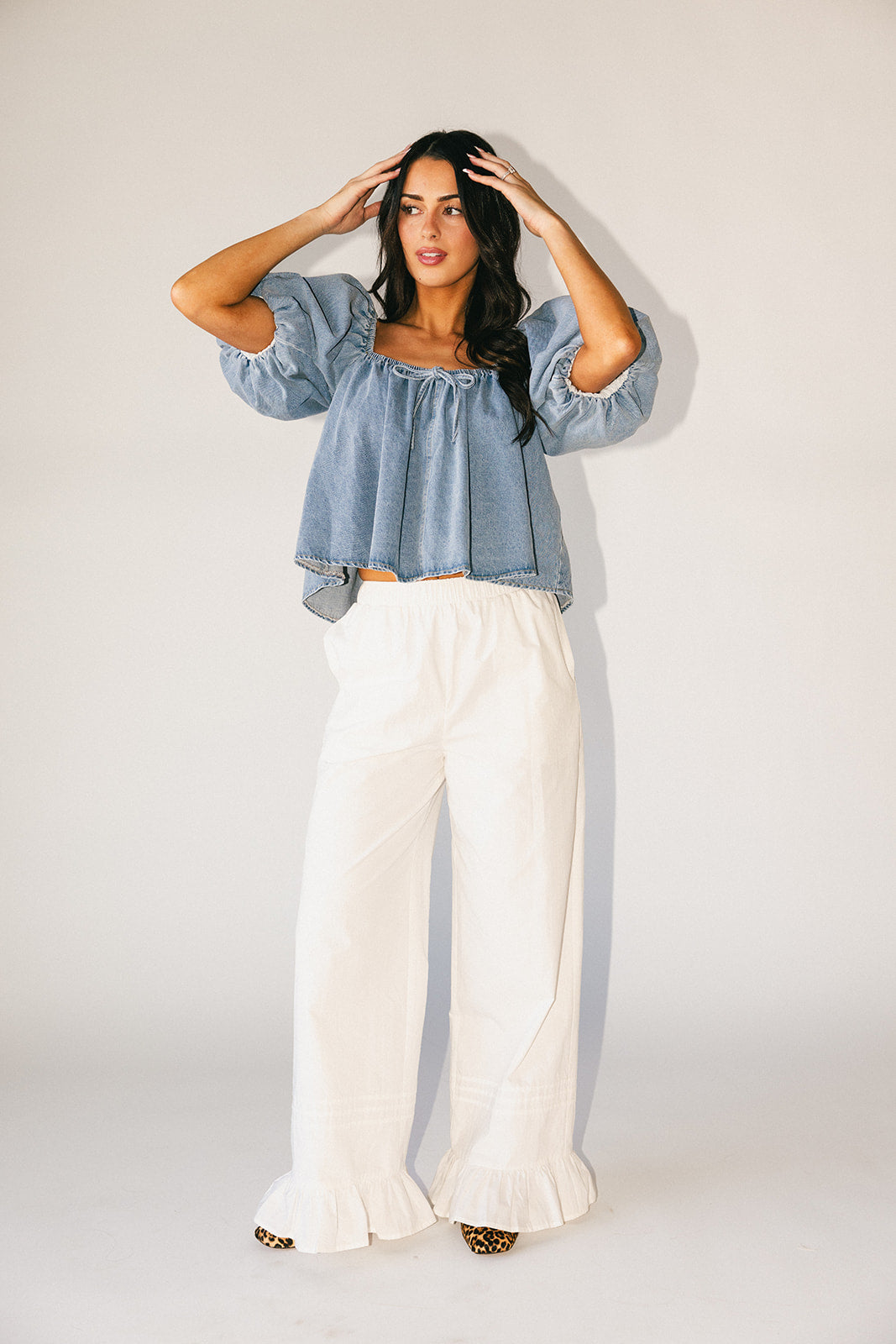 amelia puffärmad topp // denim *exklusivt från Zoco*