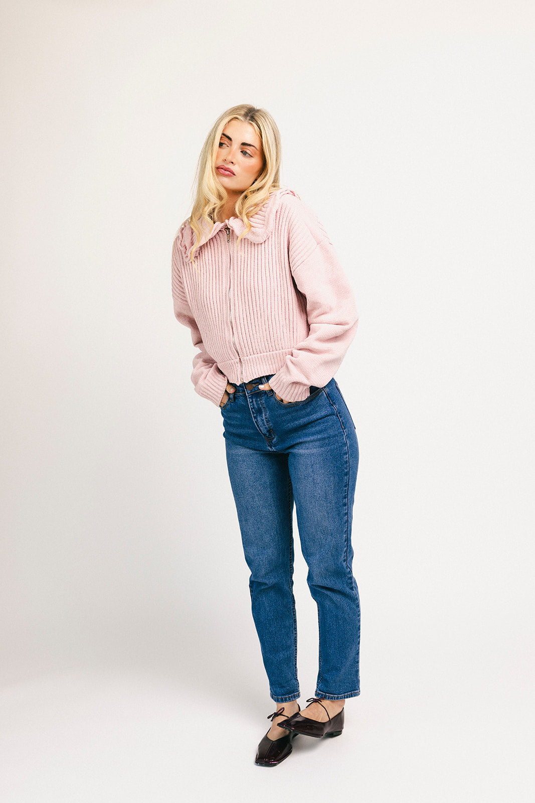 remi tröja med dragkedja // rosa