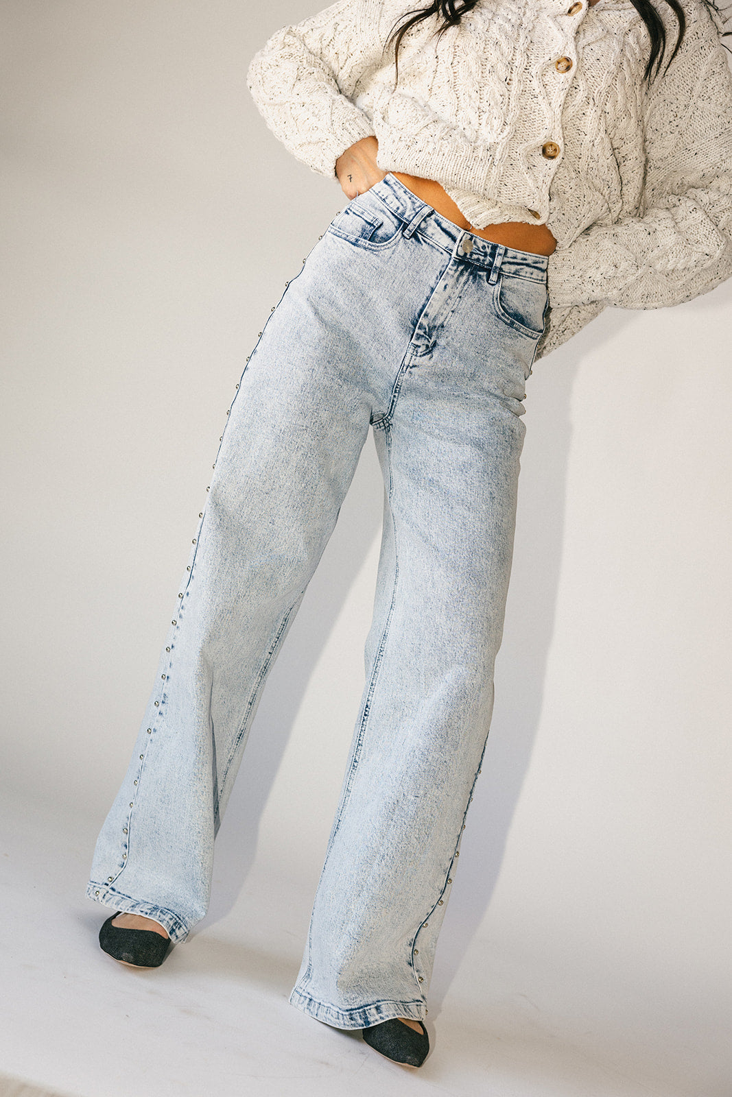stjärnprydd denim med vida ben