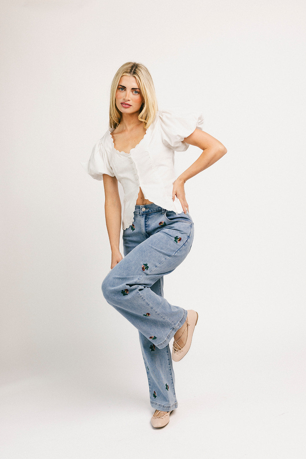 Wyatt broderad denim