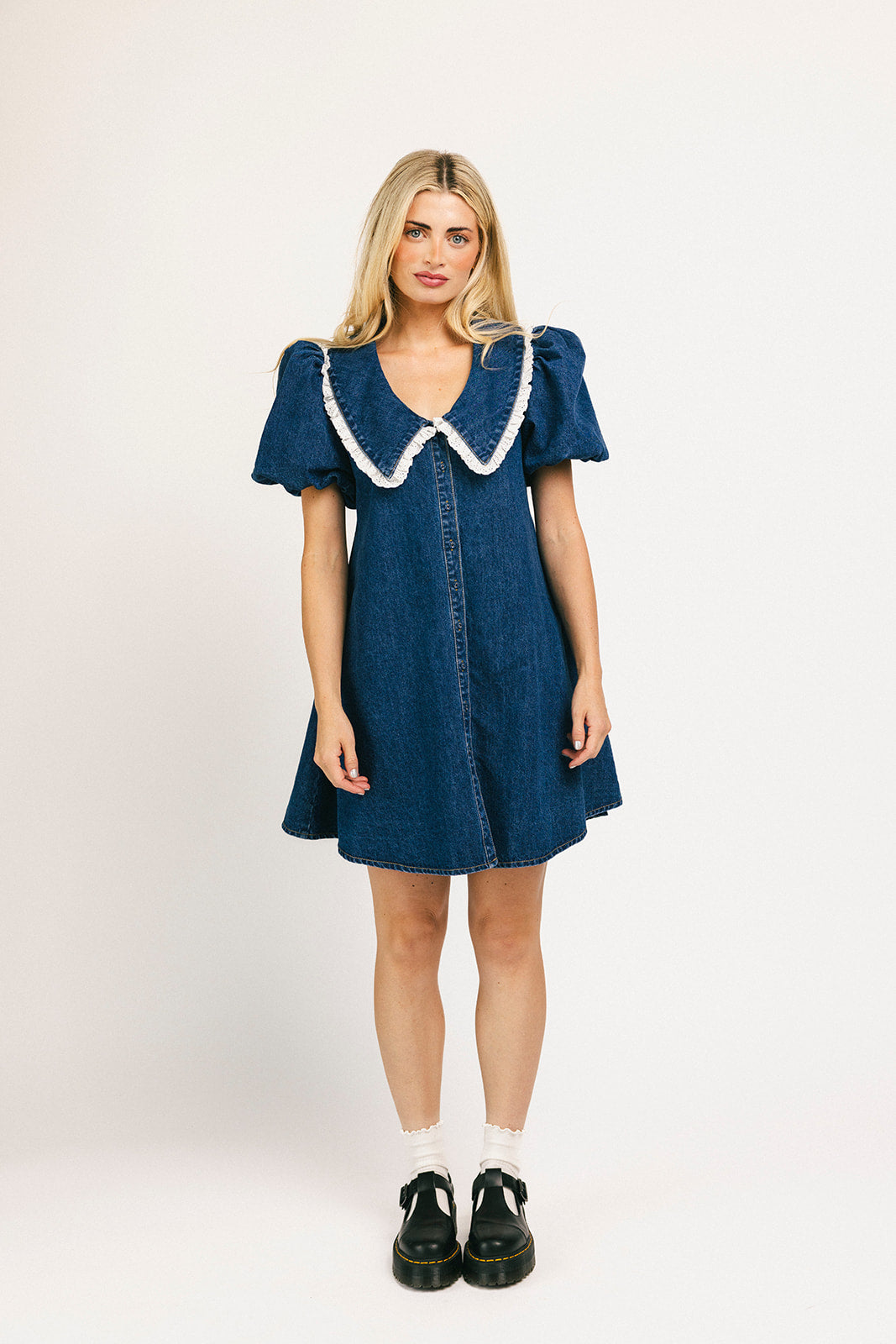 klänning med vallmokrage // denim älskling *exklusivt från Zoco*