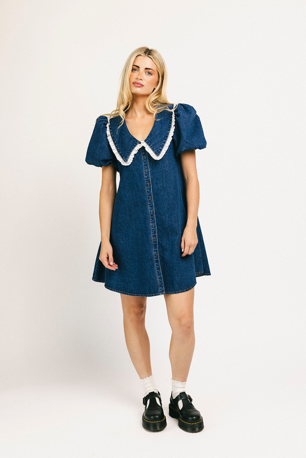 klänning med vallmokrage // denim älskling *exklusivt från Zoco*
