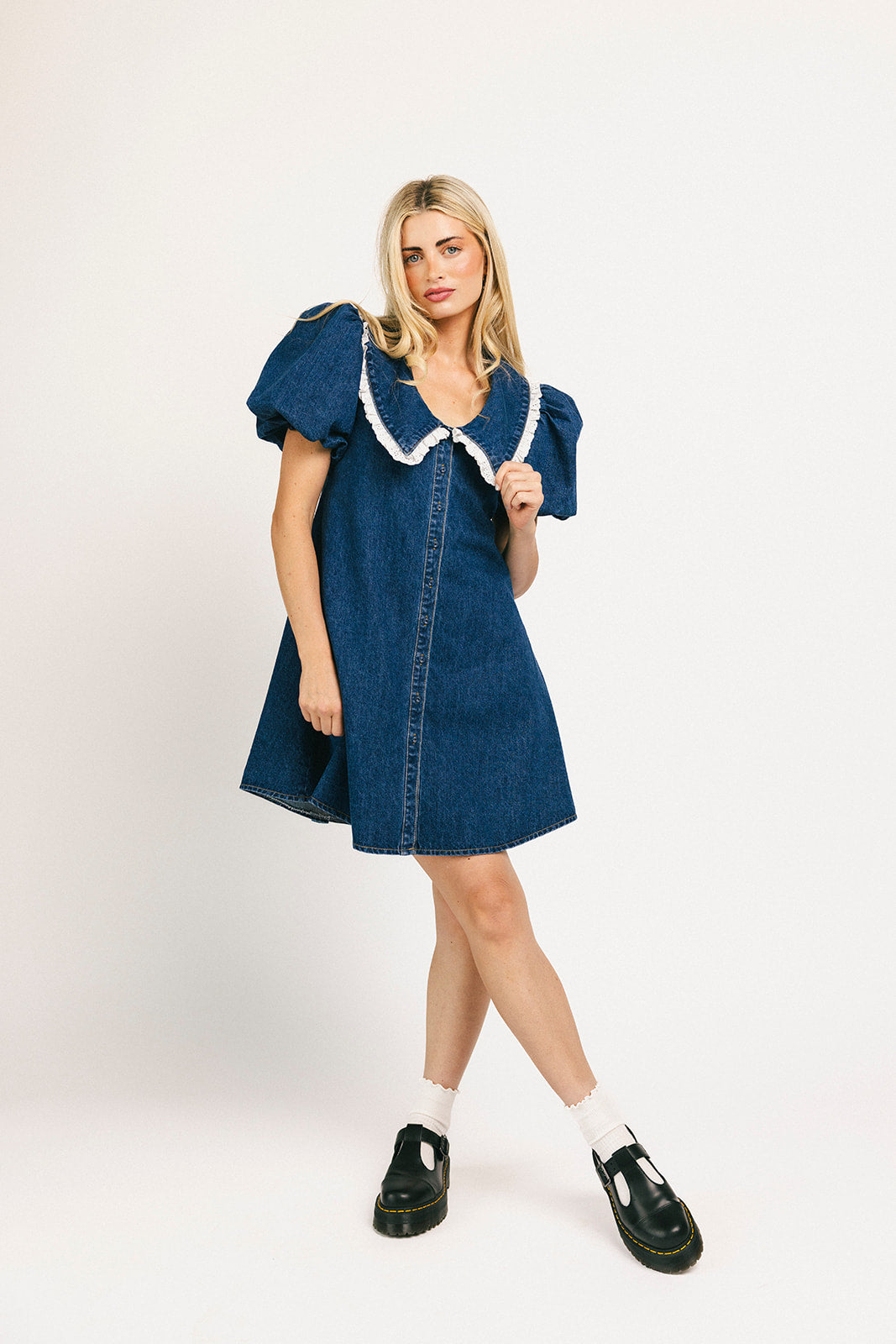 klänning med vallmokrage // denim älskling *exklusivt från Zoco*