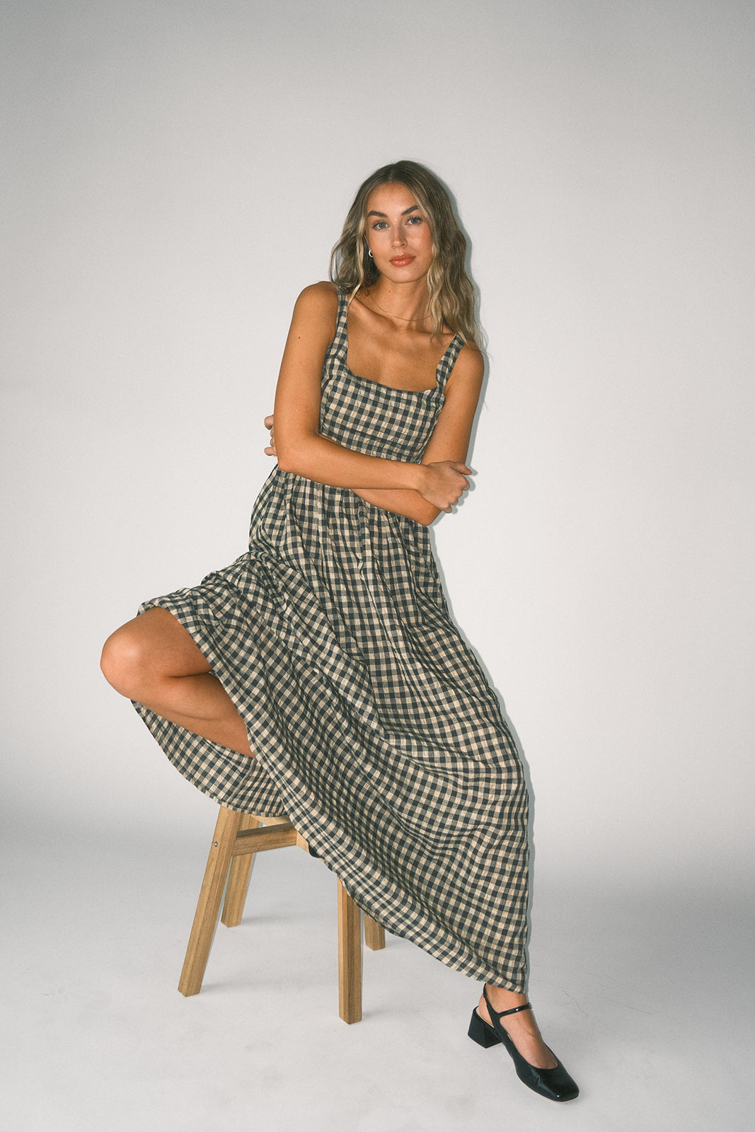 Frida gingham maxiklänning *påfylld*