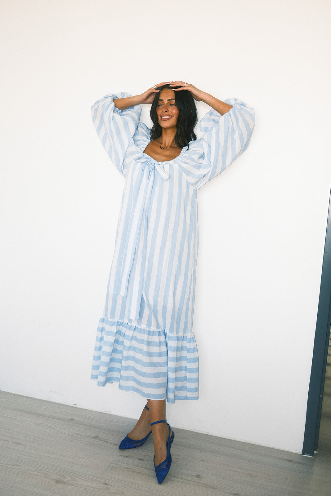 capri maxi dress // blue stripes *zoco exclusive*