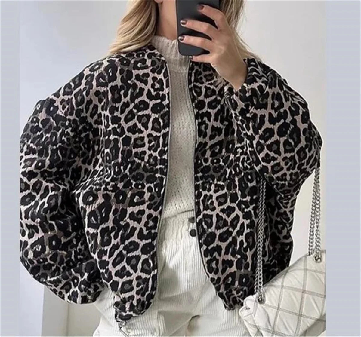 Cambria - Leopardmönstrad bomberjacka