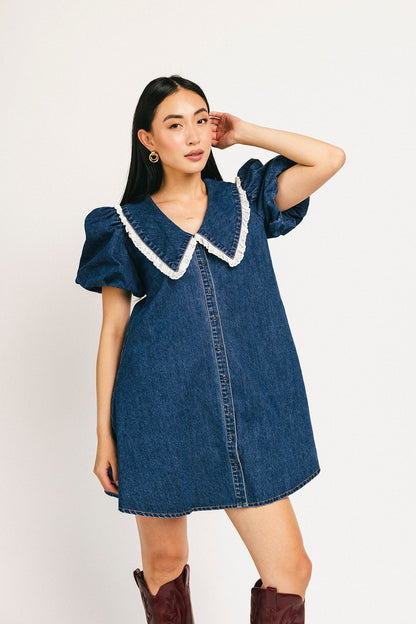 klänning med vallmokrage // denim älskling *exklusivt från Zoco*