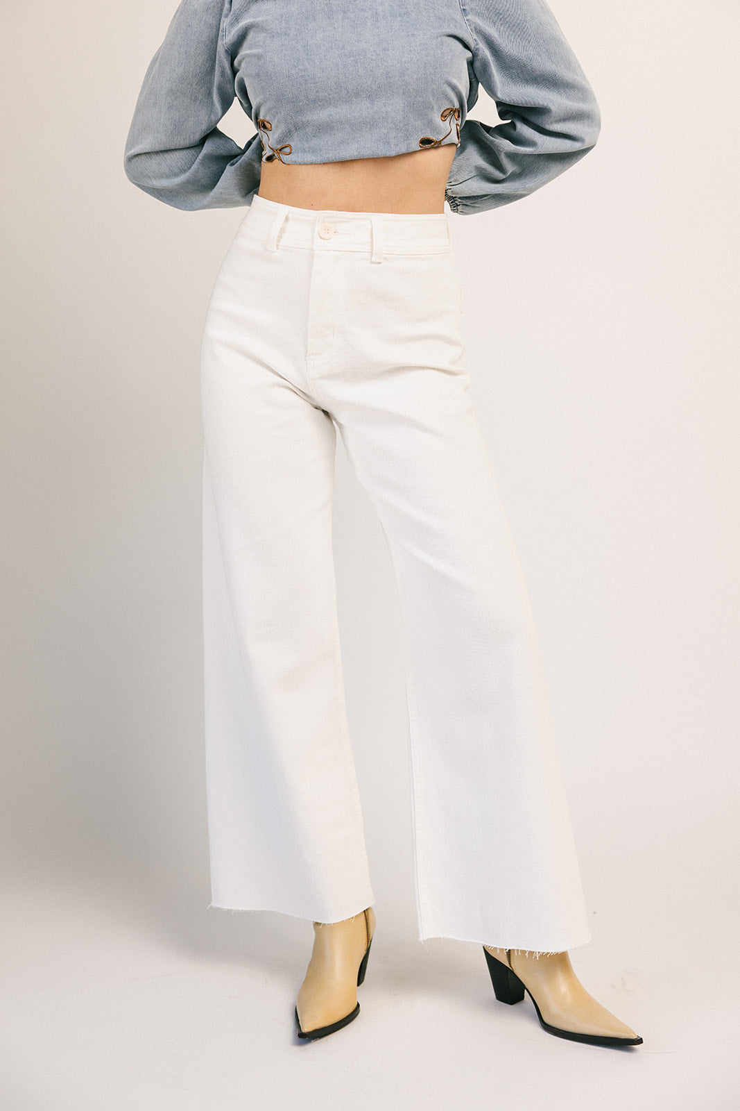 monty wide leg pants // white