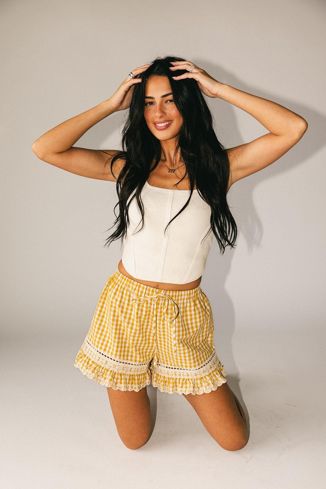 Söta små shorts // karamellfärgade gingham *exklusivt från Zoco*