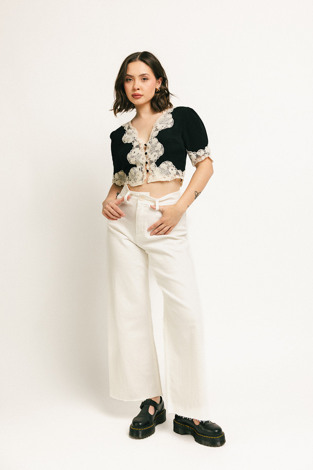 monty wide leg pants // white
