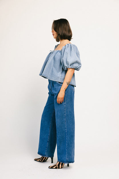 amelia puffärmad topp // denim *exklusivt från Zoco*
